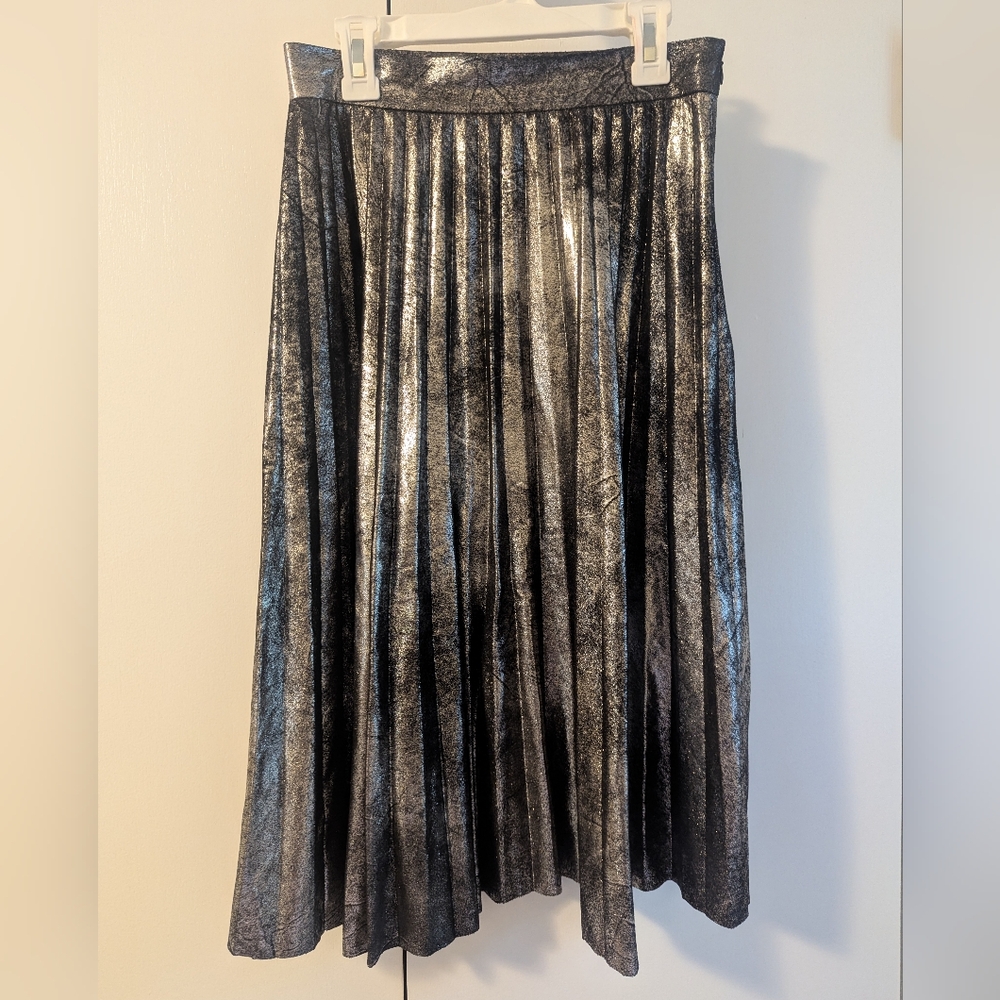 ZARA Metallic Pleated Skirt